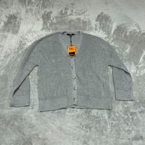 Hudson Los Angeles Gray Cotton Buttondown Cardigan XXL Womens NWT 6525 - Picture 1 of 8